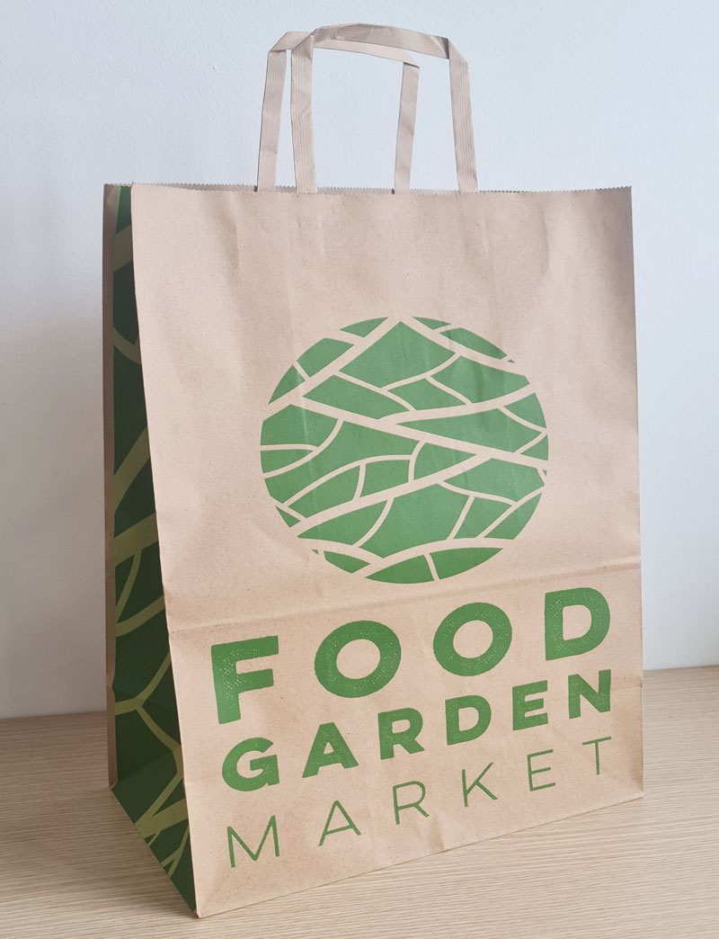 Kraft paper bag, flat handle 70gsm
