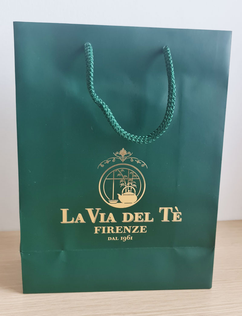 Art paper bag with cotton handle and foil stamp printing
